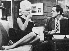 Publicity still from <em>TV Times</em> - Dr. Keel is surprised by the glamorous Jackie’s audacity