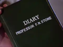 Close-up of the cover of Professor Frank N. Stone’s diary.