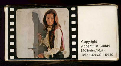 Side of box: Photo of Diana Rigg and the text ‘Copyright Accentfim GmbH Mülheim/Ruhr Tel: (02133) 45450’