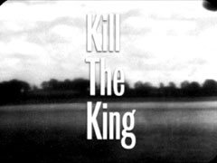 title card: Kill The King superimposed on a blurry shot of a runway out the aeroplane window