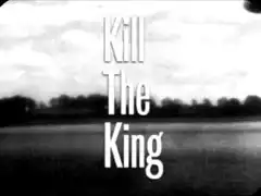 title card: Kill The King superimposed on a blurry shot of a runway out the aeroplane window