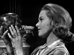 Cathy emulates Hamlet with a skull