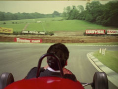 Steed drives the Lotus Brands Hatch simulator